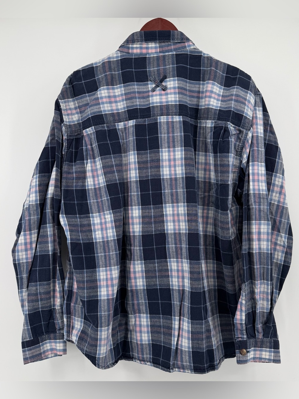 Westbound Blue White Plaid Long Sleeve Button Up Blouse Top XL Gorpcore Casual - Picture 3 of 9